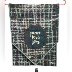 Holiday Table Runner Gray w white,red  and green. 70” long